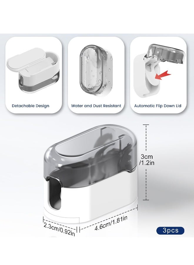 3 Pack Wall Mount Toothbrush Holder Auto Close Cover Grey - Image 2