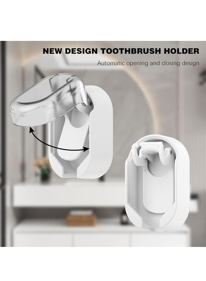3 Pack Wall Mount Toothbrush Holder Auto Close Cover Grey - Image 5