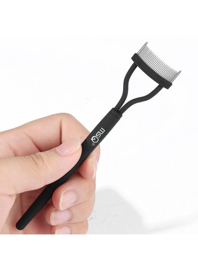 MSQ Eyelash Comb MSQ Eyelash Separator Mascara Applicator Eyelash Definer With Comb Cover Arc Designed Cosmetic Brushes Tool Black (1PCS)  - Image 3