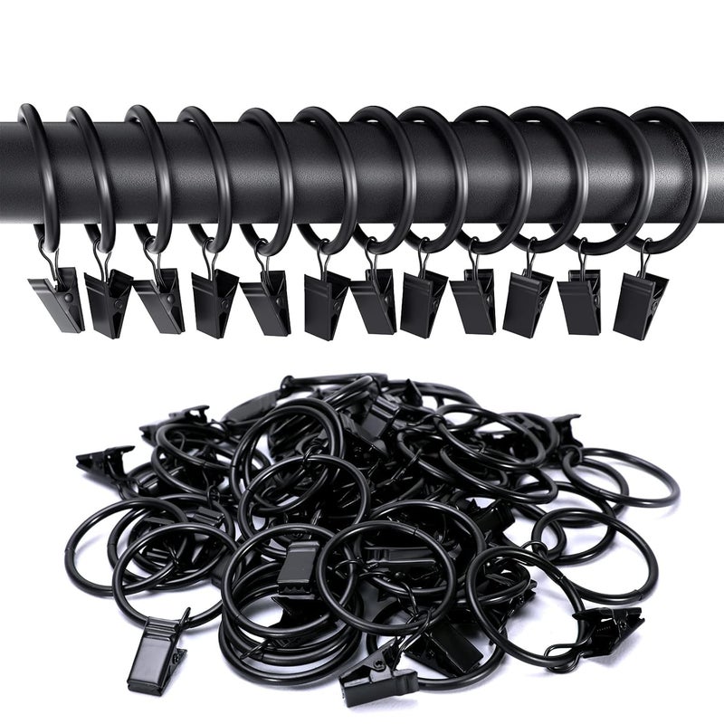 SHULABH CREATIVE Shulabh creative 20pcs Rustproof Drapery Matte Stainless Steel Metal Curtain Rings Clips 126 inch Drapery Rings Vintage Black 126 Interior Diameter  - Image 4