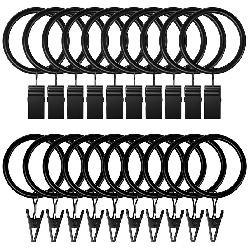 SHULABH CREATIVE Shulabh creative 20pcs Rustproof Drapery Matte Stainless Steel Metal Curtain Rings Clips 126 inch Drapery Rings Vintage Black 126 Interior Diameter  - Image 2