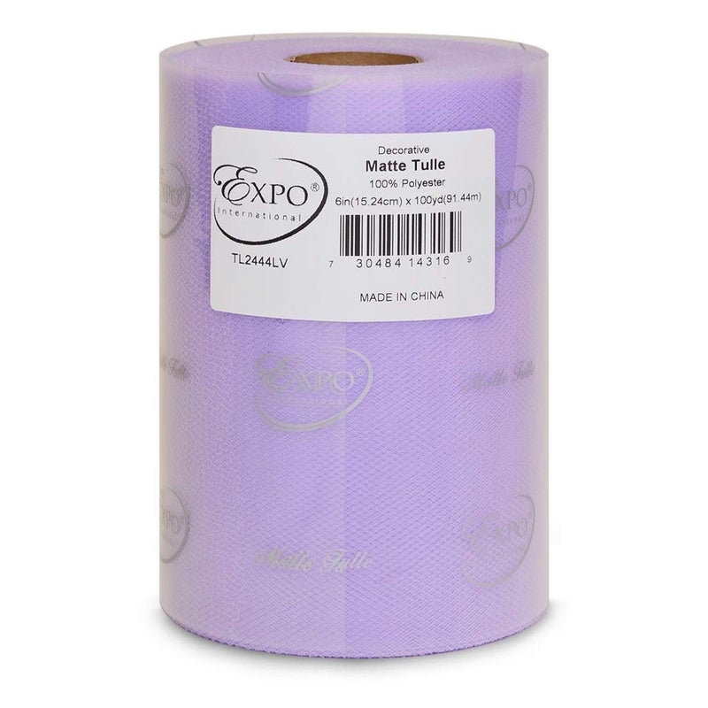 Expo International Decorative Matte Tulle Spool of 6 inch X 100 yards  Lavender