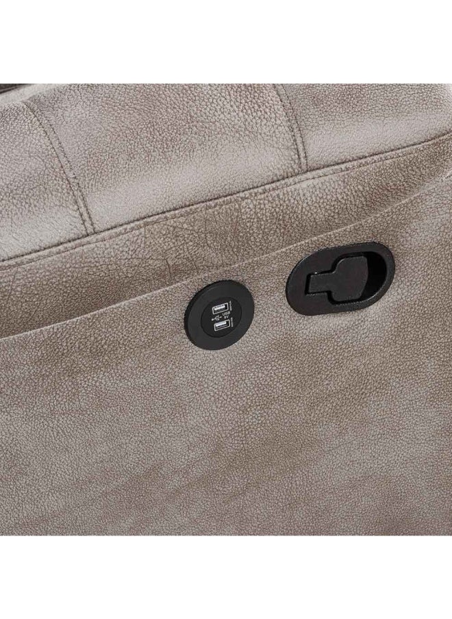 DANUBE HOME - Crisset 1-Seater Fabric Manual Recliner With Usb Port â€“ Comfortable Manual Recliner Chair Modern Recliner For Living Room Relaxing Sofa With Built-In Usb Charging Port - Grey - Image 1
