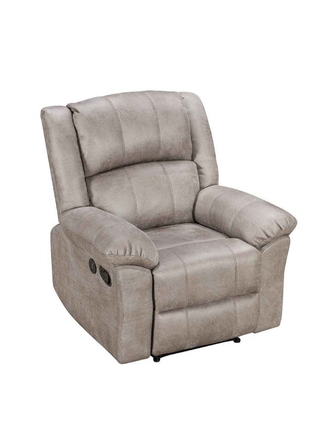 DANUBE HOME - Crisset 1-Seater Fabric Manual Recliner With Usb Port â€“ Comfortable Manual Recliner Chair Modern Recliner For Living Room Relaxing Sofa With Built-In Usb Charging Port - Grey - Image 1