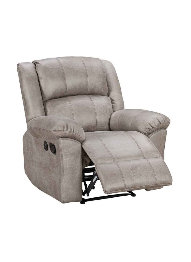 DANUBE HOME - Crisset 1-Seater Fabric Manual Recliner With Usb Port â€“ Comfortable Manual Recliner Chair Modern Recliner For Living Room Relaxing Sofa With Built-In Usb Charging Port - Grey - Image 1