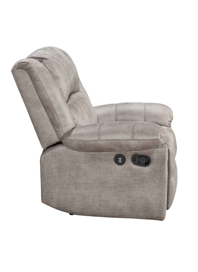DANUBE HOME - Crisset 1-Seater Fabric Manual Recliner With Usb Port â€“ Comfortable Manual Recliner Chair Modern Recliner For Living Room Relaxing Sofa With Built-In Usb Charging Port - Grey - Image 1
