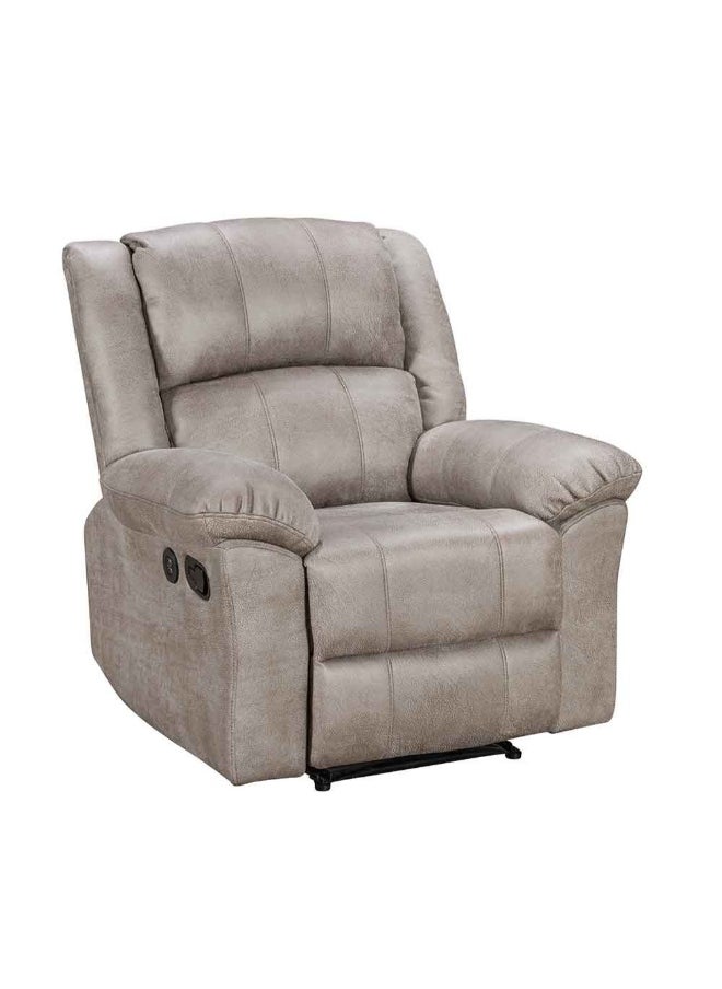 DANUBE HOME - Crisset 1-Seater Fabric Manual Recliner With Usb Port â€“ Comfortable Manual Recliner Chair Modern Recliner For Living Room Relaxing Sofa With Built-In Usb Charging Port - Grey - Image 1