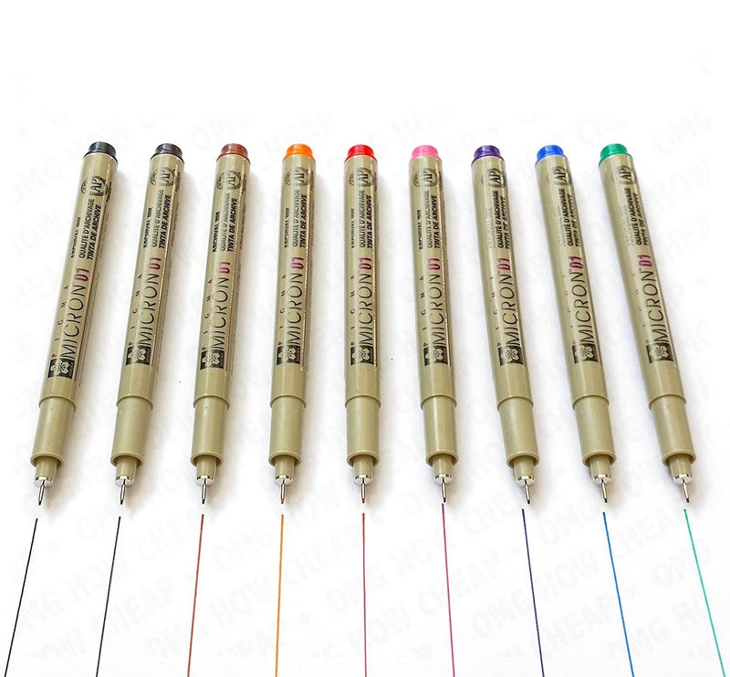 Pigma Sakura Pigma Micron - Colour Pigment Fineliners - Set of 9 - 0.1mm - Image 3