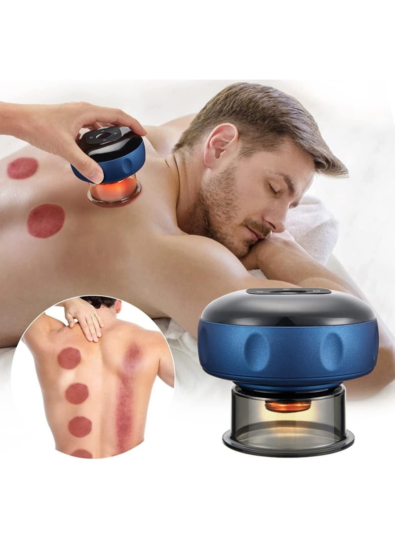 إلترازون 12-Speed Electronic Cupping Therapy Massager with Smart Heat – Rechargeable Portable Gua Sha and Vacuum Suction Massage Device for Full Body Muscle Pain Relief, Back and Neck Relaxation, Deep Tissue Recovery – Blue – Easy to Use, Skin Safe  - Image 1