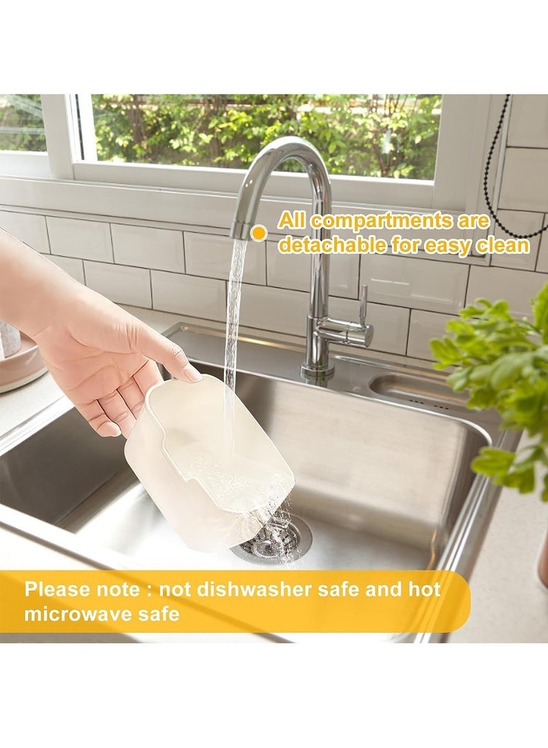 كيلا صينية تقديم مقسمة مع غطاء ومقبض، حاوية تخزين طعام محمولة، صينية وجبات خفيفة، صندوق شفاف قابل للإزالة مكون من 8 مقصورات لتنظيم الخضراوات والحلوى والفواكه والوجبات الخفيفة - Image 4