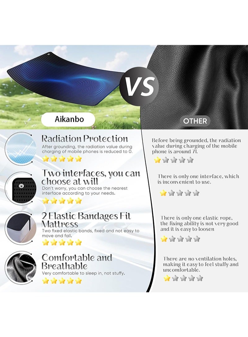 Aikanbo Grounding Mat for Bed，Grounding Pad for Sleep，May Improve Sleep，Reduce Anxiety，Pain，Inflammation，And Relieve Headaches，Anti-Slip PU Leather Grounding Mattress with Grounding Cord（68*150cm）  - Image 2