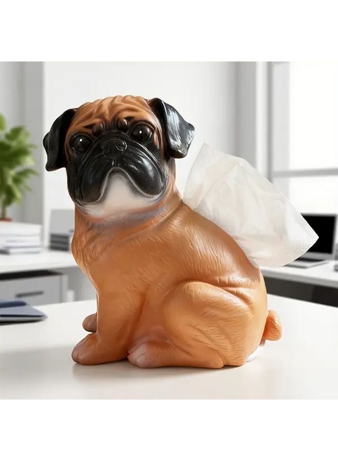 حامل علب المناديل على طراز البغد كلب لطيف من الراتنج لوضعها على الطاولة لتزيين المنزل أو المكتب - Image 2
