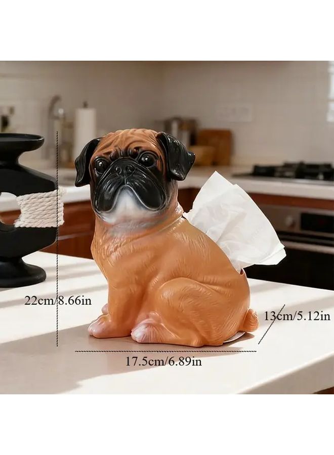 حامل علب المناديل على طراز البغد كلب لطيف من الراتنج لوضعها على الطاولة لتزيين المنزل أو المكتب - Image 1