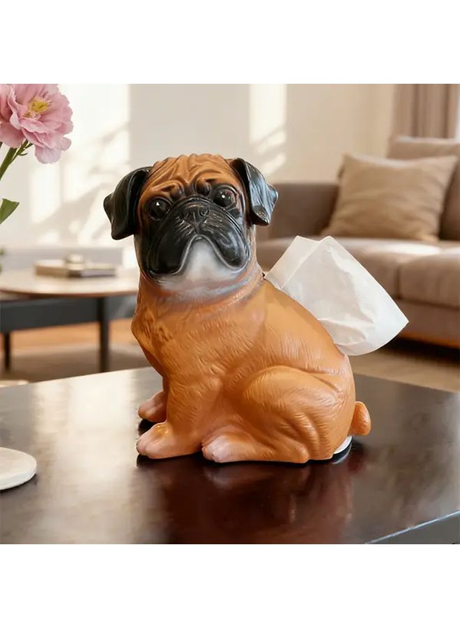 حامل علب المناديل على طراز البغد كلب لطيف من الراتنج لوضعها على الطاولة لتزيين المنزل أو المكتب - Image 3