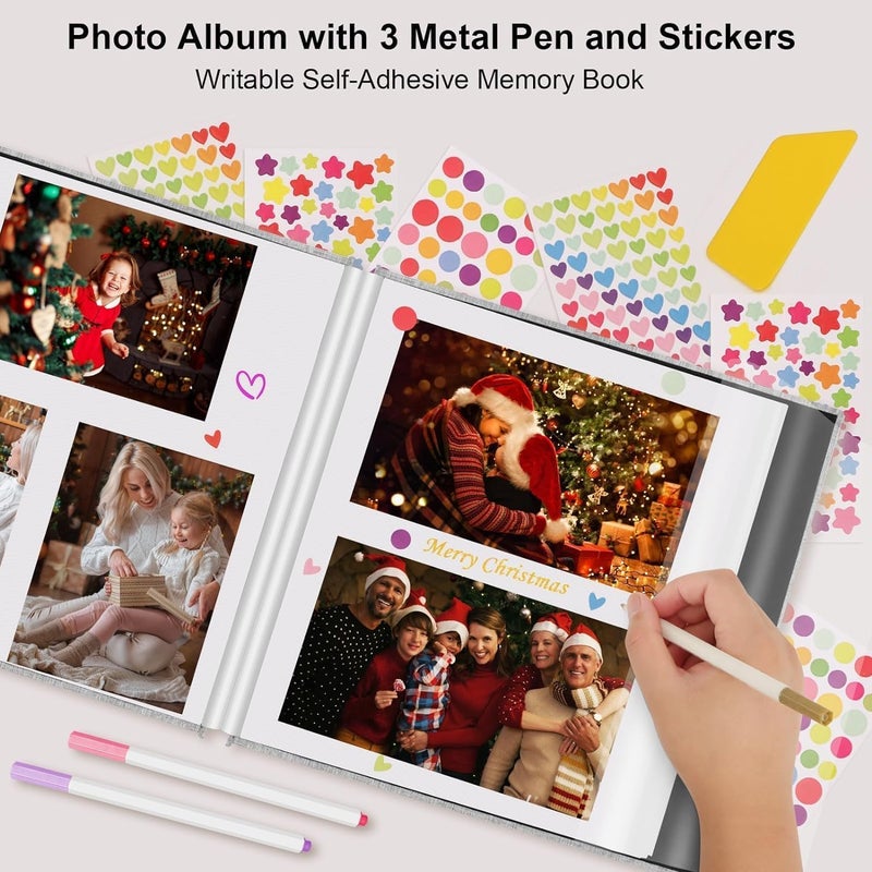 X spring Xspring Photo Albums, 40 Pages Large Photo Album Self Adhesive Scrapbook Album, Magnetic Self-stick Photos Hand Made DIY Albums, Memory Book Holds 3x5, 4x6, 5x7, 6x8, 8x10 Inch Photos - Image 2
