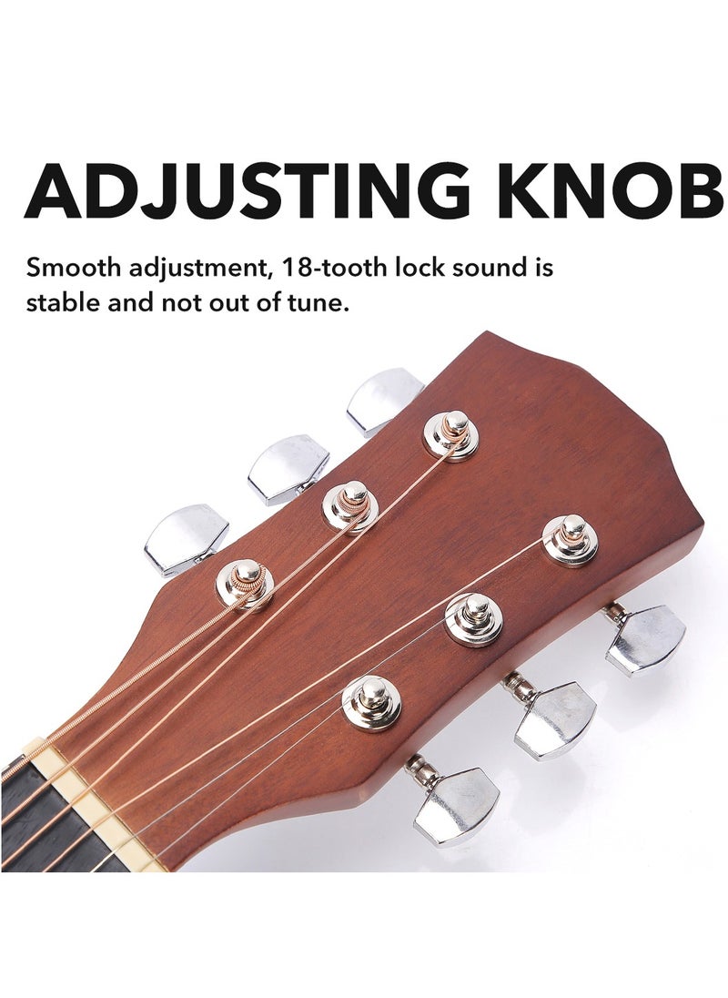 ShineDown ShineDown 38 inch Acoustic Guitar Brown in Full Size For Beginner All Wood Cutaway Starter Set with Free Bag Capo A Pack of Extra Strings Picks Strap  - Image 5