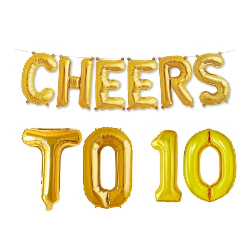 Balloonistics Cheers to Ten Foil Balloon Combo Number 10 Foil balloon for Birthday and Anniversary - Image 1