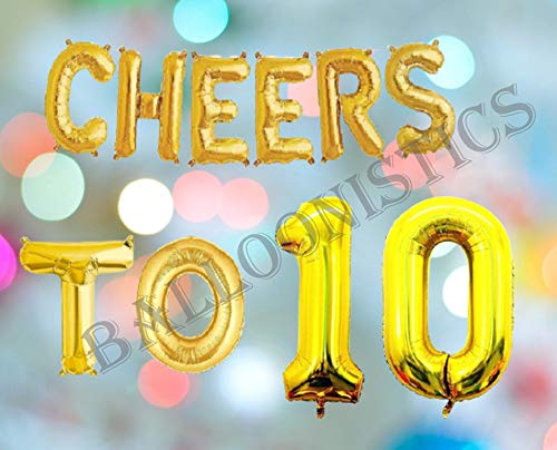 Balloonistics Cheers to Ten Foil Balloon Combo Number 10 Foil balloon for Birthday and Anniversary - Image 3