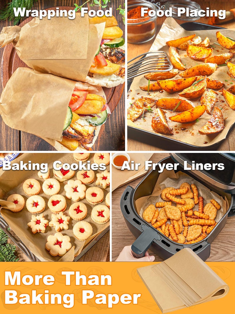 SMARTAKE 200 Pcs Parchment Paper Baking Sheets, 9x13 Inches Non-Stick Precut Baking Parchment, for Baking Grilling Air Fryer Steaming Bread Cup Cake Cookie and More (Unbleached) - Image 5