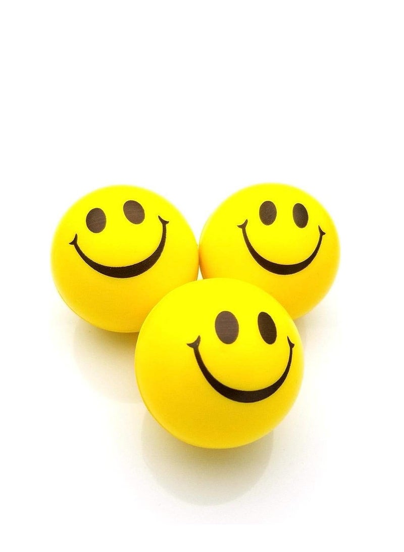 ALCOACH Stress Balls Stress Ball Stress Relief Ball Smiley Balls, Hand Exercise Balls, Perfect for Stress Anxiety Relief (3 Pack, Yellow) - Image 1