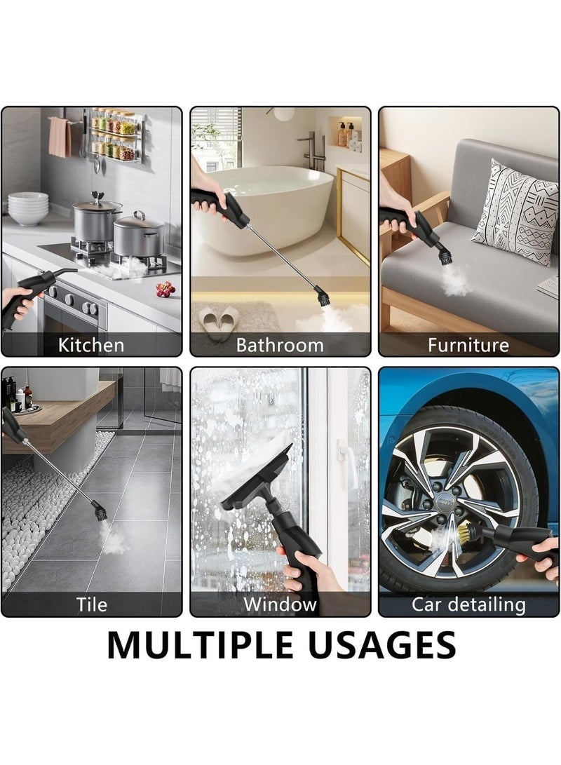 Multi-Purpose Handheld Steam Cleaner with 9-Piece Accessory Set - Portable High-Pressure Steam Machine for Home, Car, and Upholstery Cleaning - Image 4