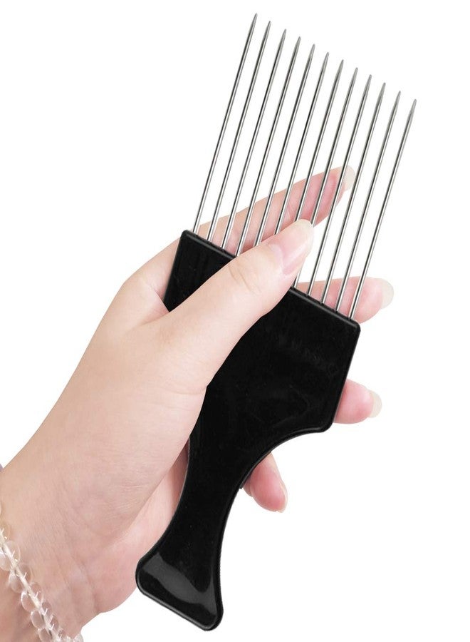 DaKuan 4 Pack Wide Tooth Afro Picks | Metal Detangling Comb for Natural Curly Hair, Braids, Wigs & Weaves | Gentle on Scalp, Strong Plastic Handle (Black) - Image 5
