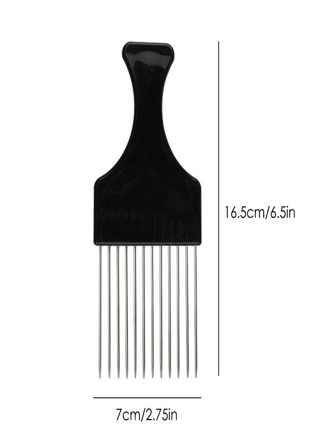 DaKuan 4 Pack Wide Tooth Afro Picks | Metal Detangling Comb for Natural Curly Hair, Braids, Wigs & Weaves | Gentle on Scalp, Strong Plastic Handle (Black) - Image 2