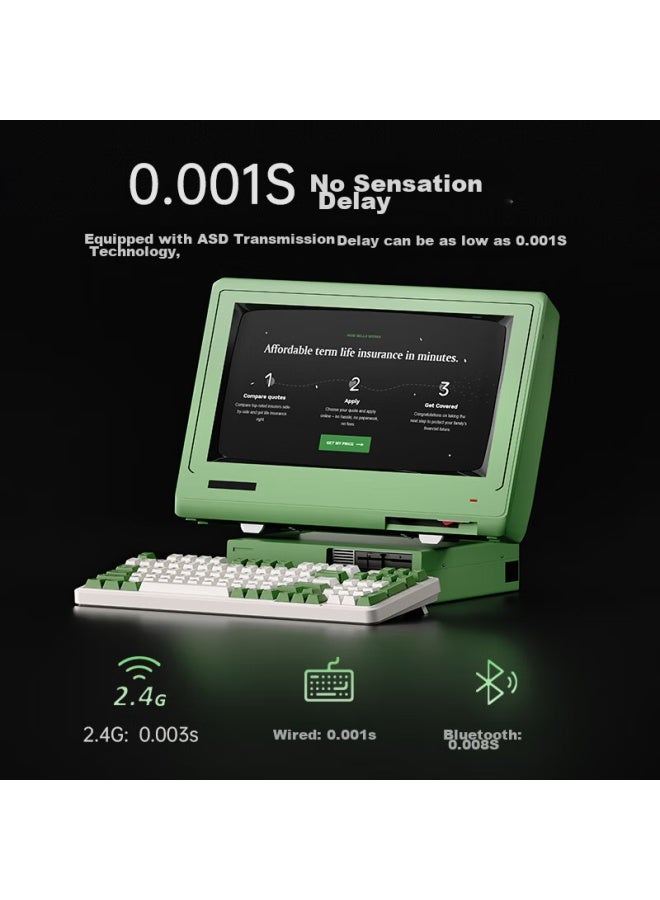 AUSDOM Asdun 98pro Custom Mechanical Keyboard, Three-mode Wired/bluetooth/wireless, E-sports Gaming Keyboard, Full-key Hot-swappable, Gasket Structure, Anti-bounce, Kongshan Qingyu Mahjong Switch - Image 1