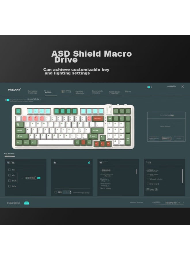 AUSDOM Asdun 98pro Custom Mechanical Keyboard, Three-mode Wired/bluetooth/wireless, E-sports Gaming Keyboard, Full-key Hot-swappable, Gasket Structure, Anti-bounce, Kongshan Qingyu Mahjong Switch - Image 4