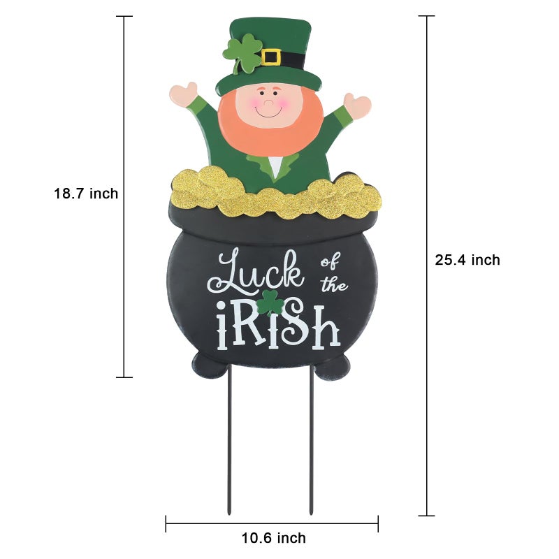 hogardeck St Patricks Day Decorations Outdoor, Leprechaun Pot of Gold Decorative Garden Stakes for St Patricks Day Decor, Luck of the Irish Yard Sign Saint Patricks Day Decorations for Home Porch Lawn - Image 4