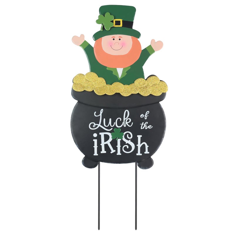 hogardeck St Patricks Day Decorations Outdoor, Leprechaun Pot of Gold Decorative Garden Stakes for St Patricks Day Decor, Luck of the Irish Yard Sign Saint Patricks Day Decorations for Home Porch Lawn - Image 1