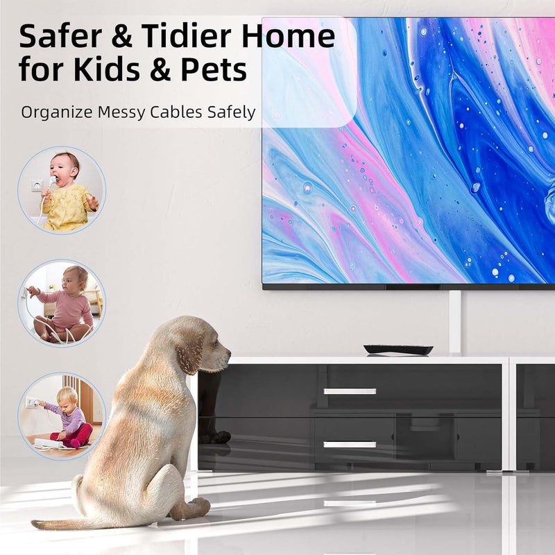 Delamu Cord Hider for Wall Mounted TV, 57in Paintable Cable Cover System, Self-Adhesive Cable Management Raceway Kit Hides 2-3 Wires, Baseboard Wire Hider Easy Installation, W 0.95 H 0.55in, White - Image 5