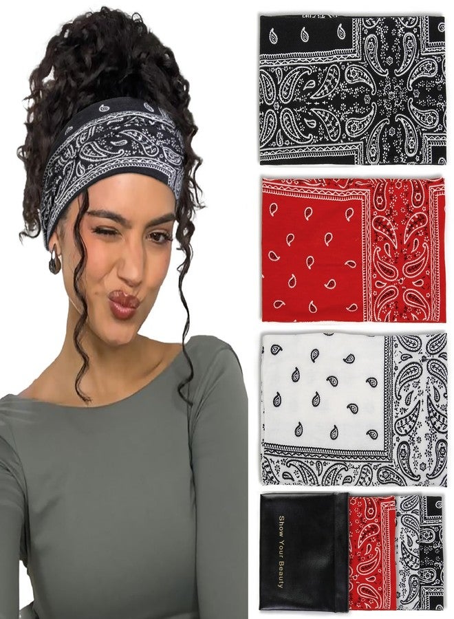 Huachi Bandana Headbands for Women Non Slip, Thick Womens Headbands Boho Elastic Hair Bands for Women's Hair, Stretchy Sweat Headband for Workout Running Working - Image 1