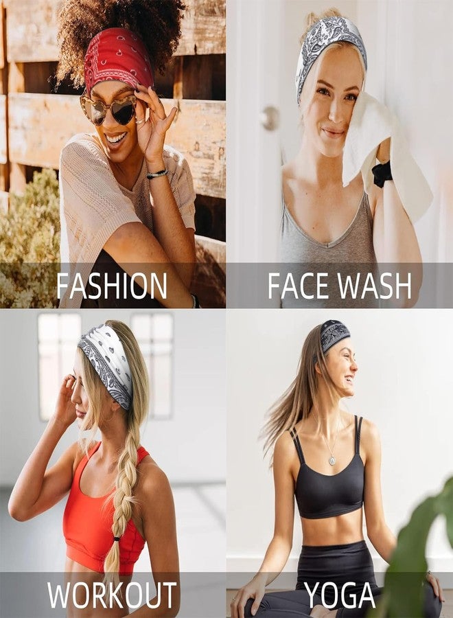 Huachi Bandana Headbands for Women Non Slip, Thick Womens Headbands Boho Elastic Hair Bands for Women's Hair, Stretchy Sweat Headband for Workout Running Working - Image 4
