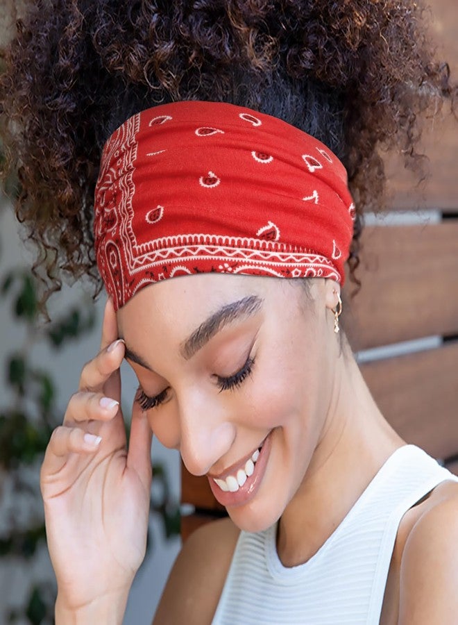 Huachi Bandana Headbands for Women Non Slip, Thick Womens Headbands Boho Elastic Hair Bands for Women's Hair, Stretchy Sweat Headband for Workout Running Working - Image 2