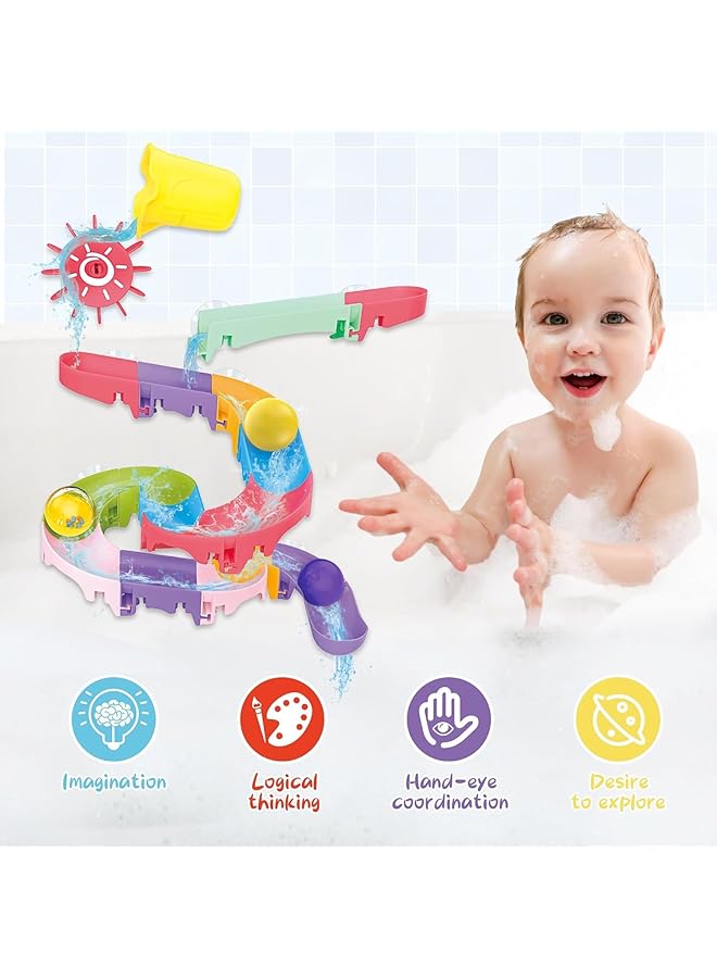 ZERIFAM Bath Toys For Toddler 28Pcs Toddler Bath Toy Set With Diy Water Slide Track And Animals Floating Toys Creative Shower Toys Birthday Gifts For Boys And Girls Ages 1 2 3 4 5 Years Old - Image 2