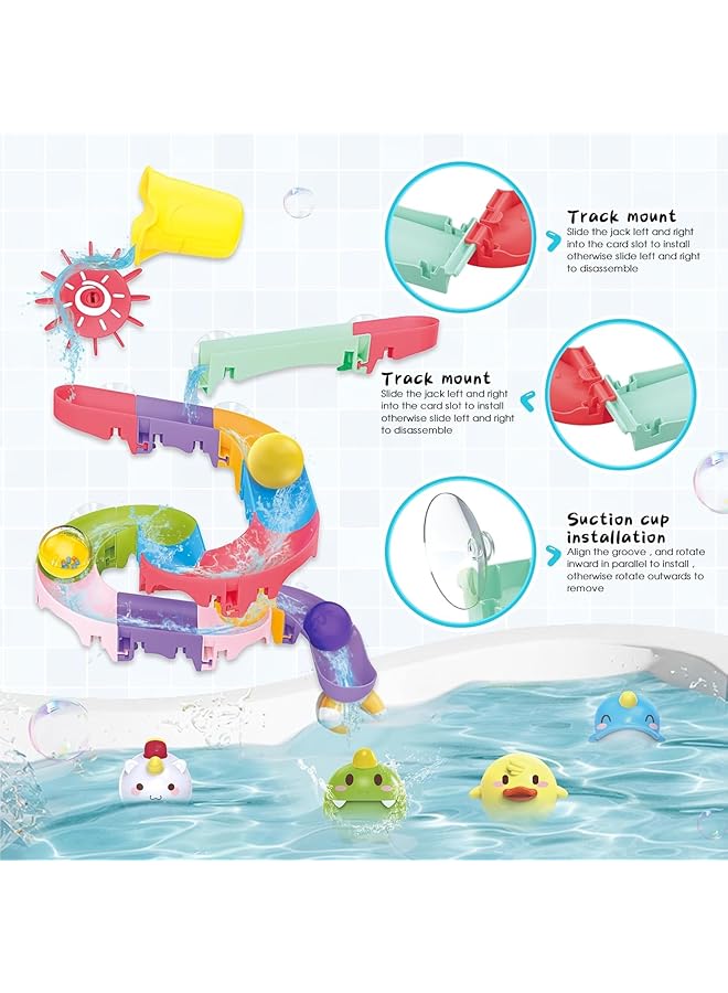 ZERIFAM Bath Toys For Toddler 28Pcs Toddler Bath Toy Set With Diy Water Slide Track And Animals Floating Toys Creative Shower Toys Birthday Gifts For Boys And Girls Ages 1 2 3 4 5 Years Old - Image 3
