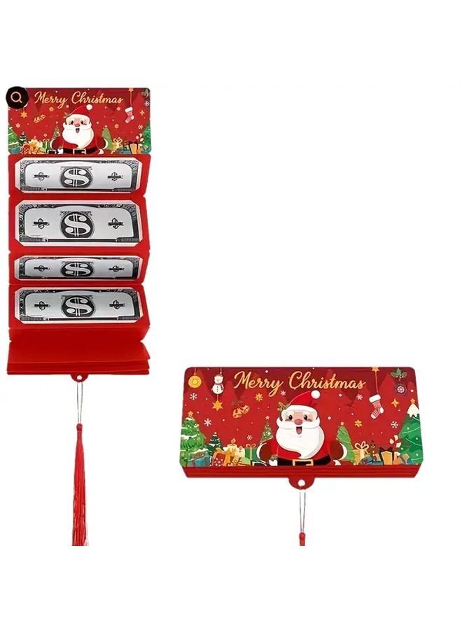 Christmas Cash And Gift Card Holder With 10 Compartments Red Santa Snowflake Design - Image 1