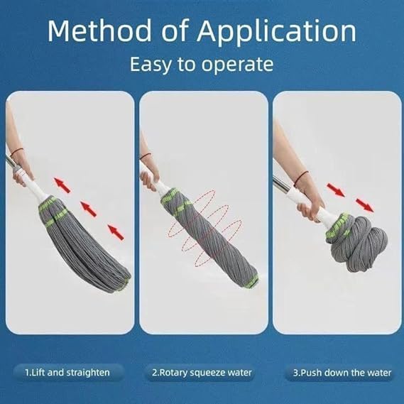 YORTEN Self Wringing Squeeze Twist Mop Microfiber Twisting Extendable Stainless Steel Handle Reusable Household Cleaning Supplies, Home Office Shop Factory Hospital Cleaning - Image 4