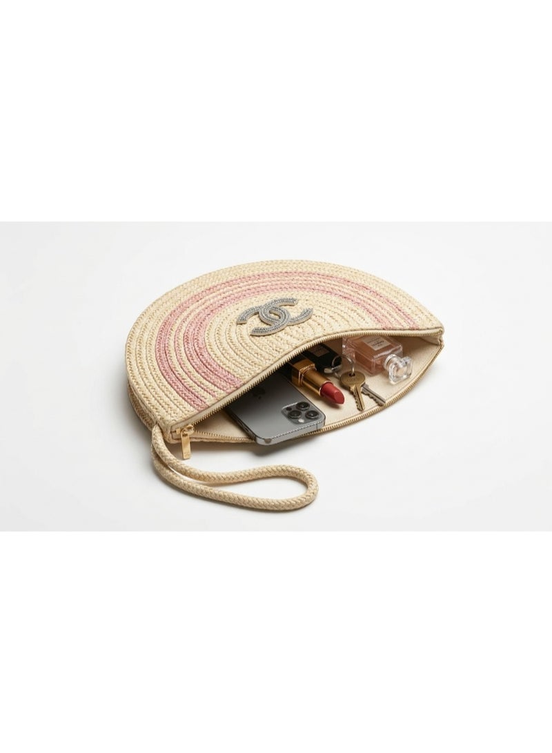 Summer Rose Straw Clutch Bag - Image 5