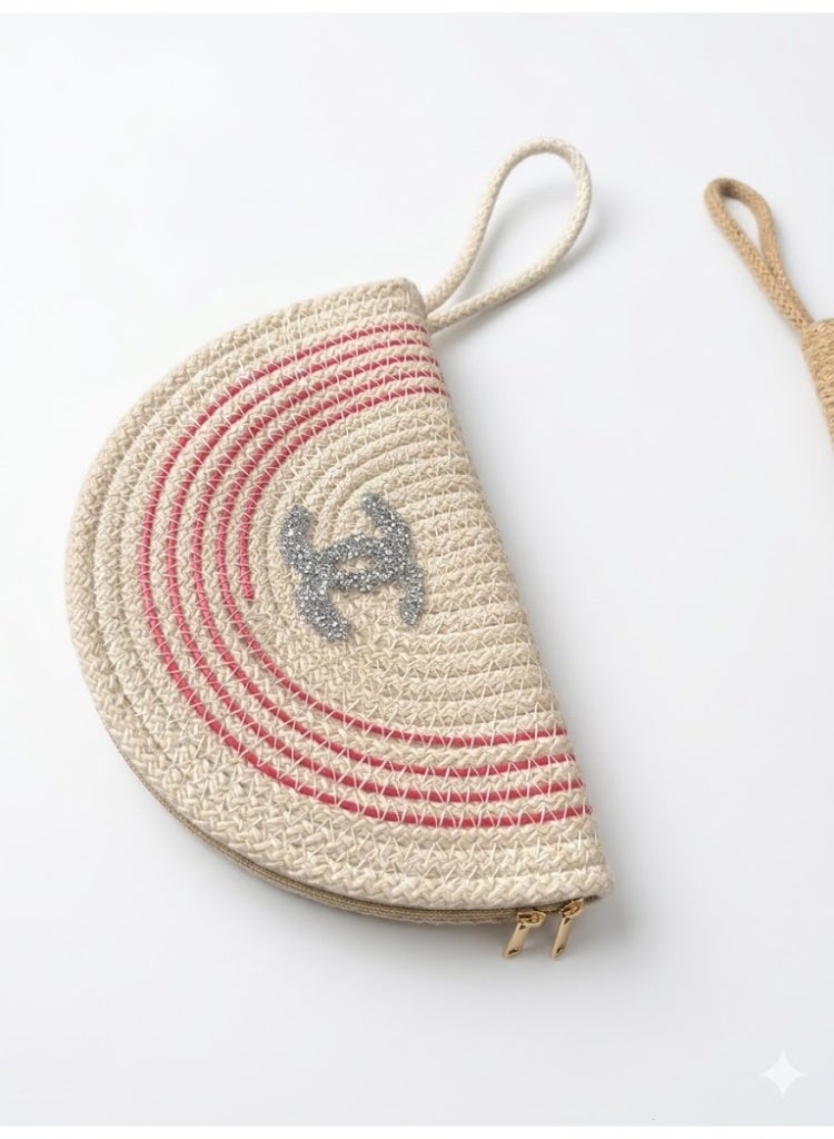 Summer Rose Straw Clutch Bag - Image 1