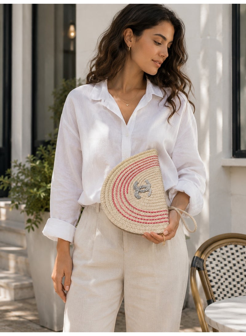 Summer Rose Straw Clutch Bag - Image 2