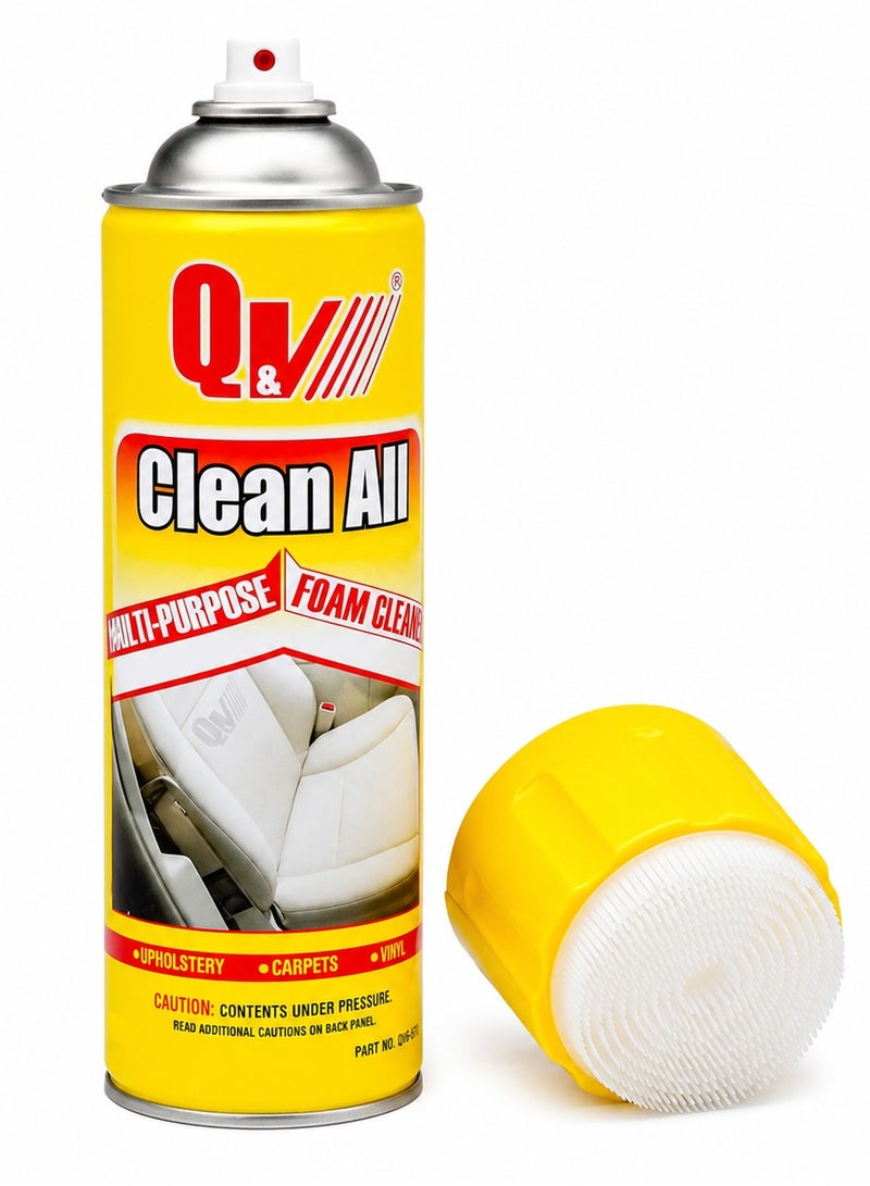 Clean All Multi Purpose Foam Cleaner Spray 650ml Deep Cleaning Foam for Car Interior Dashboard Door Panels Leather Vinyl Plastic Fabric Carpet Upholstery Kitchen Shoes Home Office Grease Dirt Stain Remover Fast Acting Aerosol Cleaning Solution QV5-577 - Image 2