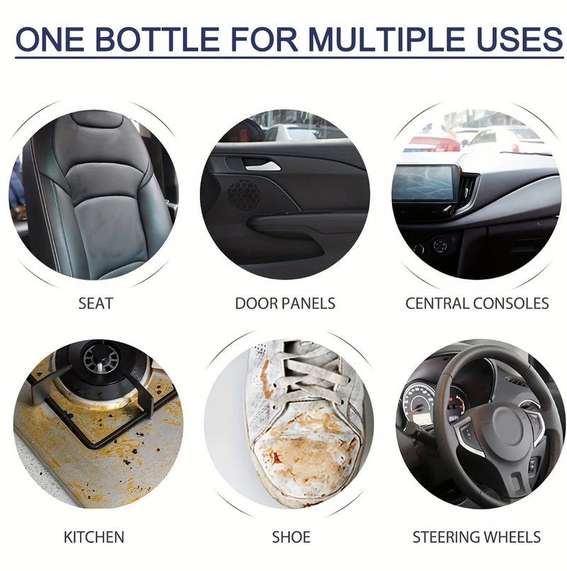 Clean All Multi Purpose Foam Cleaner Spray 650ml Deep Cleaning Foam for Car Interior Dashboard Door Panels Leather Vinyl Plastic Fabric Carpet Upholstery Kitchen Shoes Home Office Grease Dirt Stain Remover Fast Acting Aerosol Cleaning Solution QV5-577 - Image 4