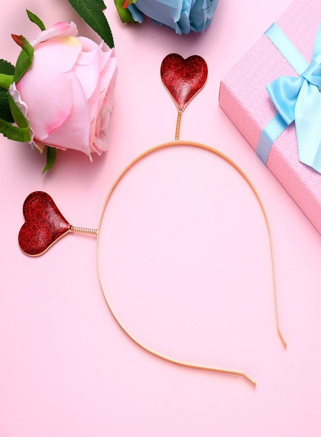 boderier Glitter Heart Headband Valentine’s Day Costume Party Head Bopper Hair Barrette Hair Accessory for Women Girls Red - Image 5