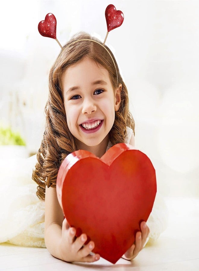 boderier Glitter Heart Headband Valentine’s Day Costume Party Head Bopper Hair Barrette Hair Accessory for Women Girls Red - Image 3