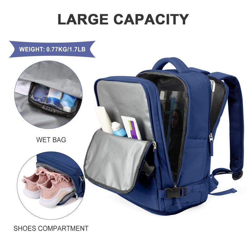 coowoz Travel Backpack for Women Men,Carry On Backpack,Hiking Backpack Outdoor Sports Rucksack Casual Daypack Travel Essentials Royal Blue - Image 5