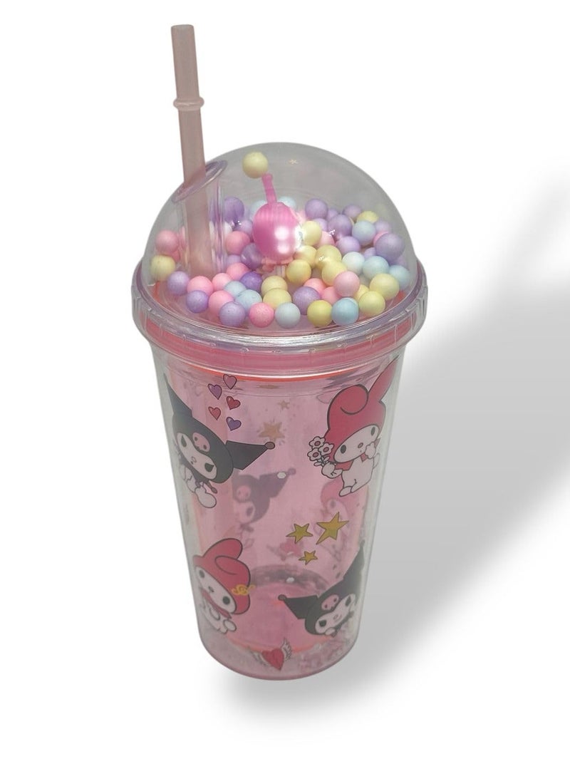 كيوشوب كوباية مشروبات باردة 450 مل بغطاء محكم – تصميم أنيق وألوان مبهجة من كيوشوب – مثالية للايس كوفي والعصائر والشاي المثلج – خفيفة وسهلة الحمل للاستخدام اليومي  - Image 1