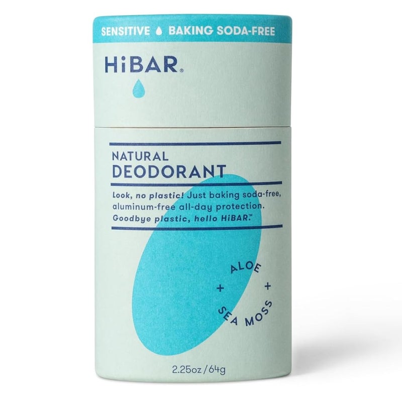 مزيل العرق HiBAR الحساس مع الطحالب البحرية والألوة - لطيف على البشرة - يحيّد الروائح - يمتص الرطوبة - تطبيق سلس - حماية طويلة الأمد - خالي من الألمنيوم والبارابين