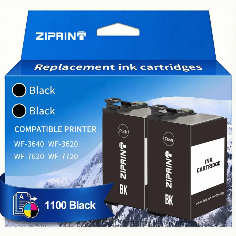 ZIPRINT Remanufactured Ink Cartridges Replacement for 252XL Black Ink Replacement for Epson 252 Ink Cartridges for Printer Workforce WF7720 WF7710 WF3640 WF3630 WF3620 WF7620 WF7610 2Black - Image 2